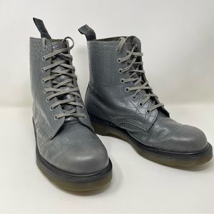 Dr Martens Pascal Croc Gray Leather UK 7 Combat Boots US 8 Men 9 Women